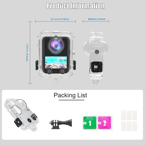 حافظة غوص غير مرئية بطول 131 قدمًا لـ DJI OSMO 360، ملحقات لـ DJI OSMO 360 حافظة مقاومة للماء مع عدسة بصرية غير عمياء بزاوية 360 درجة، مصنوعة من مادة البولي كربونات الصلبة in Saudi Arabia