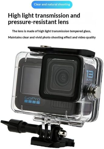 Waterproof Housing Case for GoPro Hero 13/12/11/10/9, Underwater Diving Protective Shell with Aluminum Alloy Lens Bezel, Clear High Light Transmission Camera Accessories in Saudi Arabia