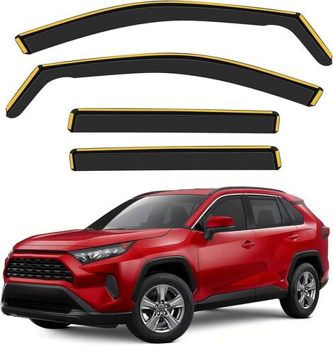 حراس المطر في القنوات المتطورة لتويوتا RAV4 2020-2025 ، مقطع النافذة المنحرفات تنفيس النوافذ زجال واق من انحراف الرياح شمس المطر الظل ، 4 PCS in Saudi Arabia