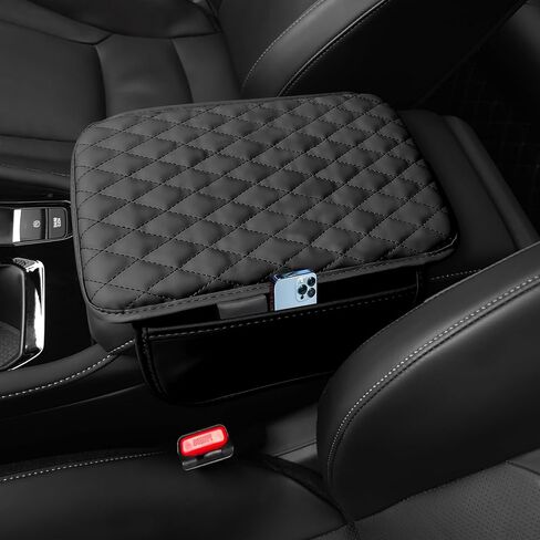 Arm Rest Cover for Car, Leather+Memory Foam Center Console Cover with Storage Bags, Universal Car Interior Accessories Middle Console Cover for Most Car Center Consoles (Mocha Brown) in Saudi Arabia