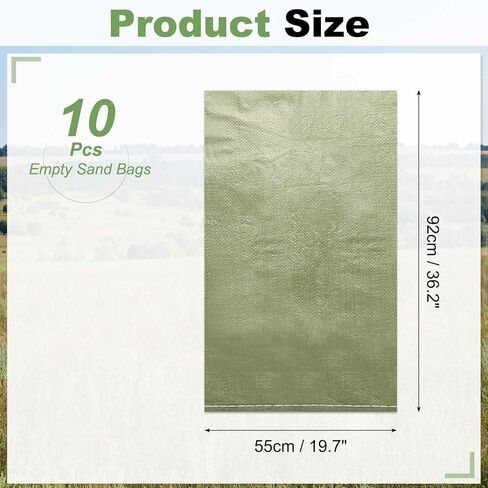 PATIKIL Heavy Duty Sand Bags, (21.7"x36.2", Gray) (10 Pcs), Empty Sandbags Woven Polypropylene Sandbags Sand Bags Suit for - Flooding Weight Construction Earth Bag Homes in Saudi Arabia