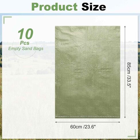 PATIKIL Heavy Duty Sand Bags, (23.6"x33.5", Gray) (10 Pcs), Empty Sandbags Woven Polypropylene Sandbags Sand Bags Suit for - Flooding Weight Construction Earth Bag Homes in Saudi Arabia