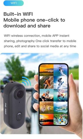 Dpofirs 4K Action Camera, Ultra HD 1080P Video Sports Camera with Magnetic Lanyard and 360 Rotating Clamp, for Cycling Motorcycle Vlogging POV Recording in Saudi Arabia