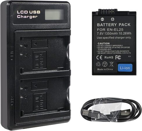 بطارية بديلة MULS EN-EL25 وشاحن USB مزدوج لكاميرات Ni kon Z50، Z 50، Z fc الرقمية المتوافقة مع بطارية Ni kon EN-EL25 ENEL25،EN-EL25a 4241 7.6V 1350mAh 10.26Wh in Saudi Arabia