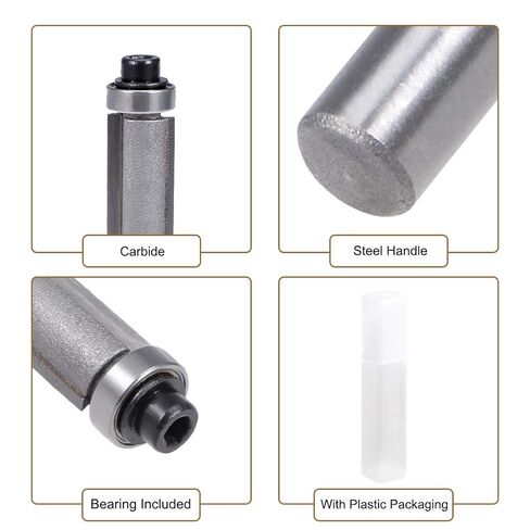لقمة التوجيه 1/4 بوصة ساق 3/8 بوصة قطر القطع 20 مم عمق القطع مع محمل 2 مزمار كربيد لأداة قطع طحن النجارة والنجارة قطعتان in Kuwait