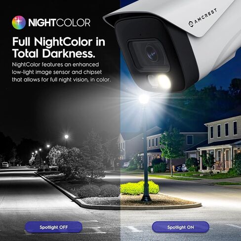 كاميرا Amcrest UltraHD 4K (8MP) IP PoE AI، FOV 129°، رؤية ليلية ملونة 49 قدمًا، كاميرا رصاصة خارجية للأمان، كشف الإنسان والمركبات، رادع نشط، 4K @15 إطارًا في الثانية، (REP-IP8M-2796EW-AI) (متجدد) in Kuwait