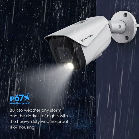 كاميرا Amcrest UltraHD 4K (8MP) IP PoE AI، FOV 129°، رؤية ليلية ملونة 49 قدمًا، كاميرا رصاصة خارجية للأمان، كشف الإنسان والمركبات، رادع نشط، 4K @15 إطارًا في الثانية، (REP-IP8M-2796EW-AI) (متجدد) in Kuwait
