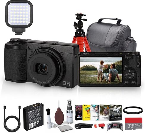 Ricoh GR IV Digital Camera | Compact Pocket Camera with Fast f2.8 Lens, Image Stabilization, and Portable for Everyday and Travel Photography + Photo Software + Light + 64GB Card + Bag + Tripod + More in Saudi Arabia