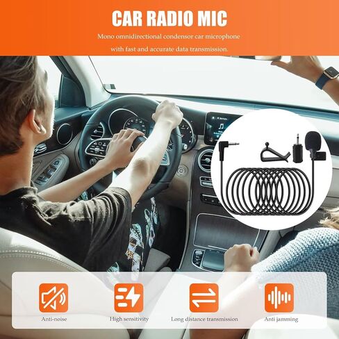3.5mm Microphone Assembly Car Radio Mic Replacement, 16ft /5M Cable Microphone with 3.5mm to 2.5mm Adapter, Mic for Style No.: MVH-X36BT, MVH-X370BT, SPH-DA01, SPH-DA100, SPH-DA110 in Kuwait