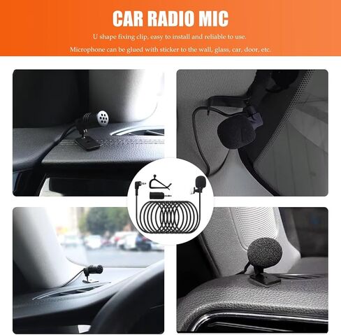 3.5mm Microphone Assembly Car Radio Mic Replacement, 16ft /5M Cable Microphone with 3.5mm to 2.5mm Adapter, Mic for Style No.: MVH-X36BT, MVH-X370BT, SPH-DA01, SPH-DA100, SPH-DA110 in Kuwait