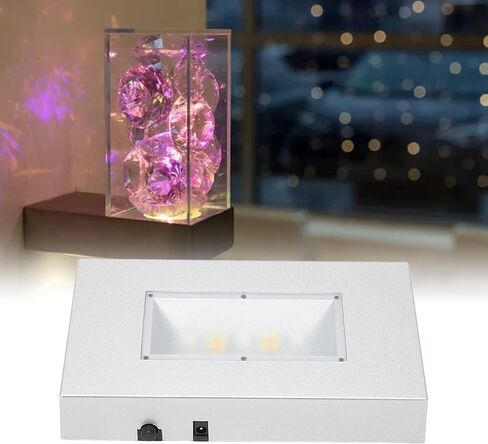 قاعدة حامل إضاءة LED من plplaaoo تعمل بمنفذ USB وأوضاع إضاءة متعددة وقاعدة عرض إضاءة مستطيلة موفرة للطاقة لعرض الفضة الكريستالية مادة ABS مقاس 12 بوصة in Saudi Arabia