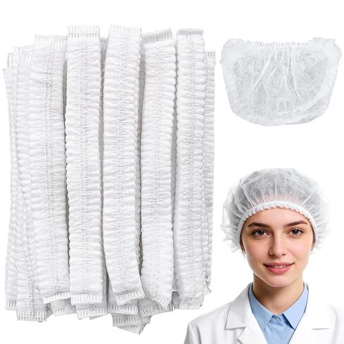 50PCS Disposable Bouffant Caps - 24 Inch Elastic Hair Nets Non-woven Head Covers for Women and Men, Breathable Hair Nets for Food Service Workers, Kitchen, Labs, Beauty Salon, Blue in Saudi Arabia