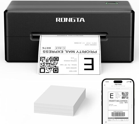 Rongta 4x6 Pluetooth Thermal Shipping Label Printer ، Maker Wireless Shipping Label for Amazon FBA ، eBay ، Shopify ، FedEx | متوافق مع Windows/Mac/Android/iOS (أسود) in Kuwait