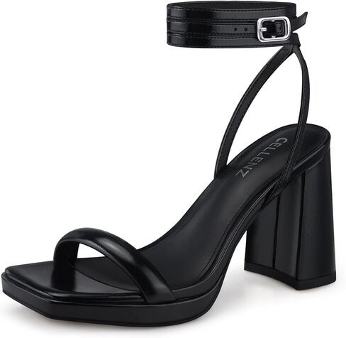 Women Chunky Platform Heels: 3.9 Inch High Heel, Party, Prom, Square Open Toe Heeled Sandals, Strappy Sexy Comfortable Dressy Wedding Shoes in Saudi Arabia