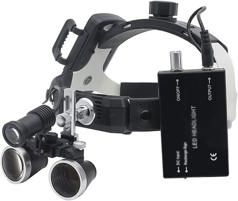 Dental Magnifying Lens Wearable Adjustable Binocular 5W Headlamp with Rechargeable Lithium Battery and Clip in Saudi Arabia