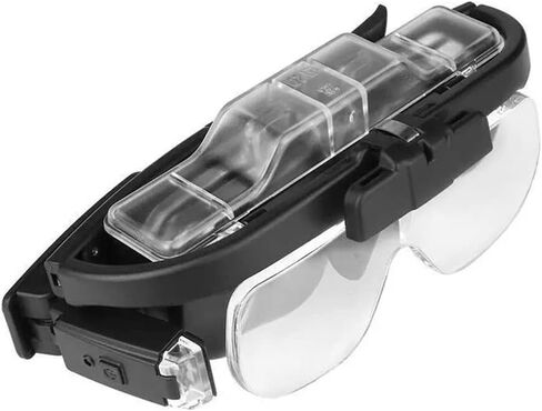 Magnifying Glass with Light Folding Glasses Rechargeable Reading Tool Repair 3 Lenses Adjustable in Saudi Arabia