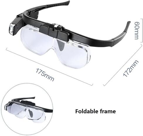 Magnifying Glass with Light Folding Glasses Rechargeable Reading Tool Repair 3 Lenses Adjustable in Saudi Arabia