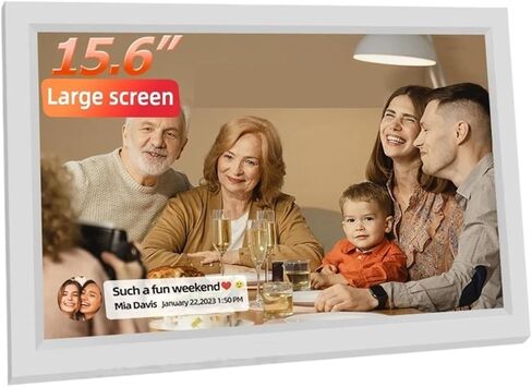 إطار صور رقمي 15.6 بوصة إطار صور رقمي واي فاي صورة ذكية 32 جيجابايت تخزين IPS FHD لمس شاشة كبيرة تدوير تلقائي أكثر وضوحًا (أبيض) in Saudi Arabia