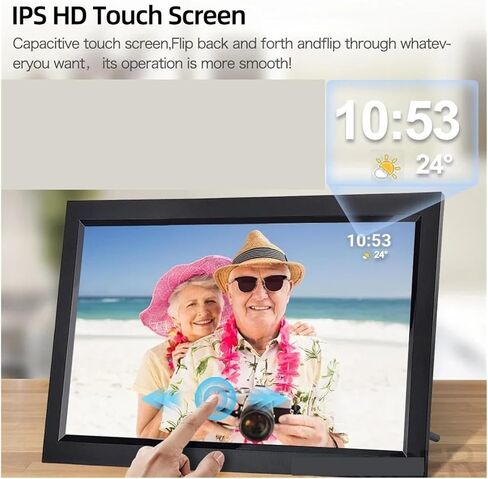 إطار صور رقمي 15.6 بوصة إطار صور رقمي واي فاي صورة ذكية 32 جيجابايت تخزين IPS FHD لمس شاشة كبيرة تدوير تلقائي أكثر وضوحًا (أبيض) in Saudi Arabia