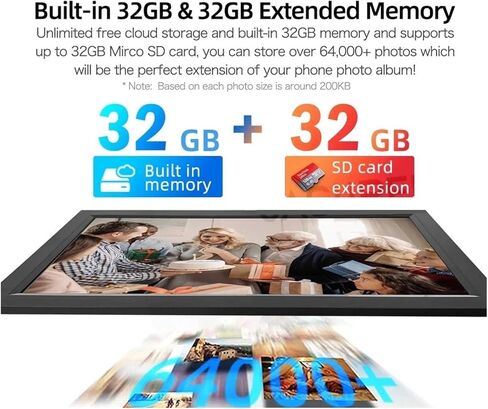 إطار صور رقمي 15.6 بوصة إطار صور رقمي واي فاي صورة ذكية 32 جيجابايت تخزين IPS FHD لمس شاشة كبيرة تدوير تلقائي أكثر وضوحًا (أبيض) in Saudi Arabia