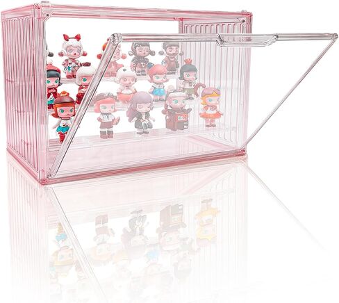 Clear Doll Storage Box Compatible with Labubu - Stackable Organizer for 15-17cm Dolls & Accessories, Transparent Display Case for Collectibles, Action Figures, and Toy Clothes in Kuwait