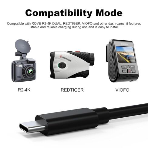 سلك الطاقة لكاميرا REDTIGER Dash Cam، سلك شحن USB C لكاميرا لوحة القيادة Rove R2-4K Dash Cam (10 قدم، 3M) in Kuwait