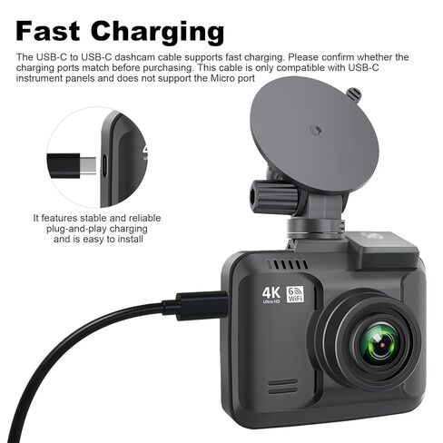 سلك الطاقة لكاميرا REDTIGER Dash Cam، سلك شحن USB C لكاميرا لوحة القيادة Rove R2-4K Dash Cam (10 قدم، 3M) in Kuwait