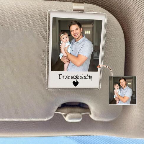 Personalized Sun Visor Picture Clip, Custom Photo Car Visor Clip, Unique Gift for Dad, Mom, Husband, Wife, Girlfriend - Drive Safe Car Accessories for Rearview Mirror, Family Portrait Decoration in Kuwait