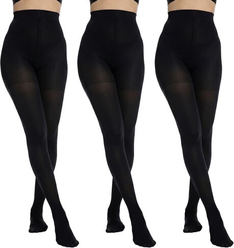 3 Pairs Women's 60 Denier Opaque Soft Tights - Solid Color High Waist Control Top Pantyhose for Women in Saudi Arabia