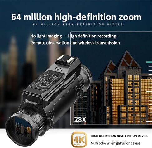 Zopsc 4K Night Vision Monocular, 28X Zoom 4K WiFi Night Vision Monocular for Adults, Multi Functional Telescope, for Camping Concert Bird Watching in Saudi Arabia