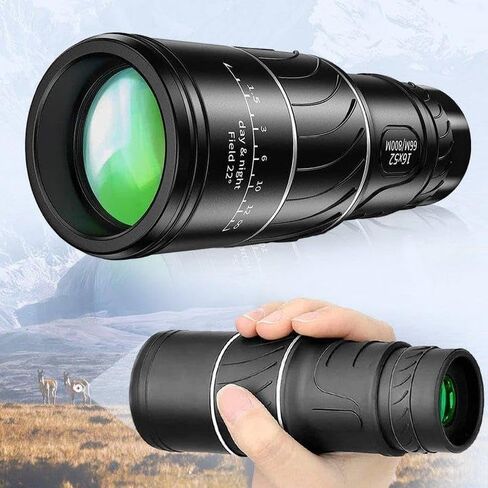 16x52 Monocular Bifocal Optical Zoom Telescope with FMC Green Film & Wide Angle for Clear Imaging and Stable Views in Saudi Arabia