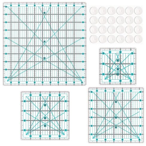 7 Quilting Rulers(6.5"x12",2"x12",3"x9",12.5"X12.5", 9.5"X9.5", 6"X6", 4.5"X4.5")(Blue) in Kuwait