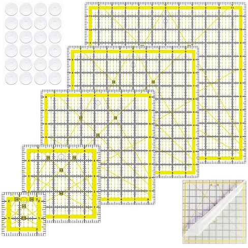 7 Quilting Rulers(6.5"x12",2"x12",3"x9",12.5"X12.5", 9.5"X9.5", 6"X6", 4.5"X4.5")(Blue) in Kuwait