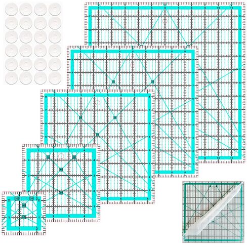 7 Quilting Rulers(6.5"x12",2"x12",3"x9",12.5"X12.5", 9.5"X9.5", 6"X6", 4.5"X4.5")(Blue) in Kuwait