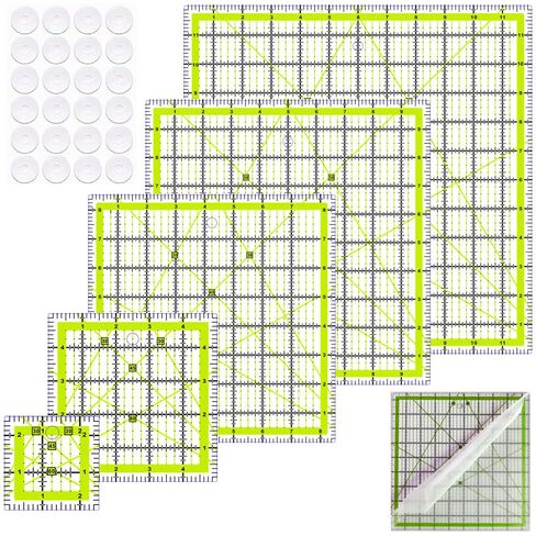 7 Quilting Rulers(6.5"x12",2"x12",3"x9",12.5"X12.5", 9.5"X9.5", 6"X6", 4.5"X4.5")(Blue) in Kuwait