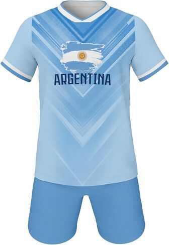 24/25 National Flag Soccer Jersey Kit for Kids Youth Boys Girls Practice Outfits Sports Uniforms Shirts Shorts Suit 3-14Y in Kuwait