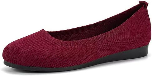 Women's Pointed Toe Flat Shoes - Solid Color Knitted Slip-On Ballet Flats, Breathable Casual Comfortable Loafers for Work, Office, and Daily Wear in Saudi Arabia