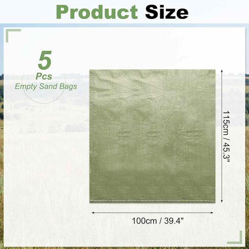 PATIKIL Heavy Duty Sand Bags, (39.4"x45.3", Gray) (5 Pcs), Empty Sandbags Woven Polypropylene Sandbags Sand Bags Suit for - Flooding Weight Construction Earth Bag Homes in Saudi Arabia
