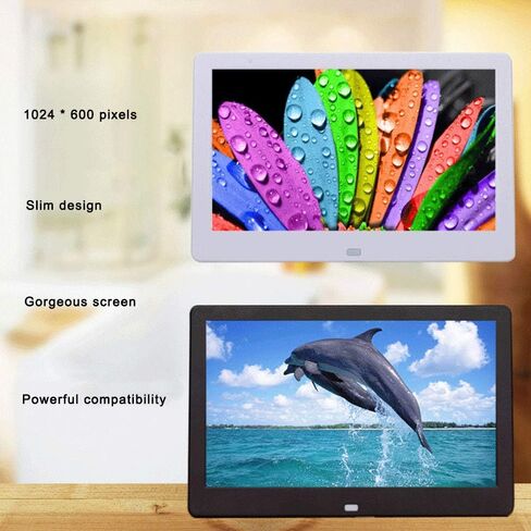 Digital Photo Frame 10 inch Electronic Photo Frame, can Play Pictures with Clock Calendar Function Music Movie Automatically at Boot(Wihte) in Saudi Arabia