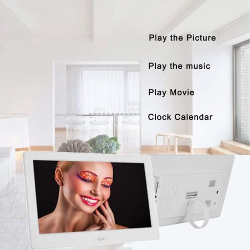 Digital Photo Frame 10 inch Electronic Photo Frame, can Play Pictures with Clock Calendar Function Music Movie Automatically at Boot(Wihte) in Saudi Arabia