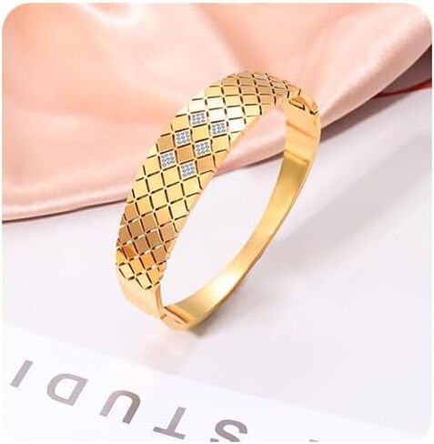 Surgical Steel 14K Gold Plated Bangle Bracelets for Women Set, Cuff Bracelets Trendy Hypoallergenic Stackable Bracelets for Women in Saudi Arabia