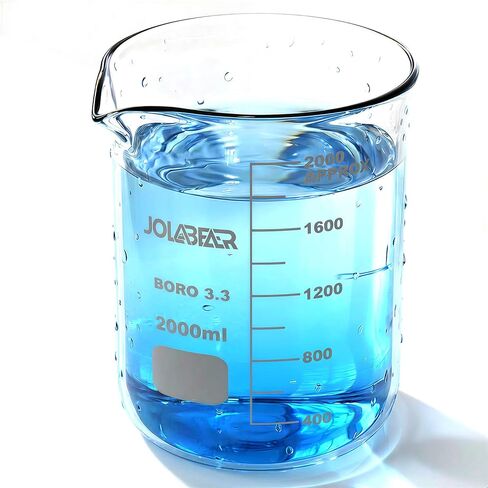 2000ml Durable Glass Beakers, 2L Laboratory Beaker with Printed Graduations, 3.3 Borosilicate, Low Form Design in Saudi Arabia