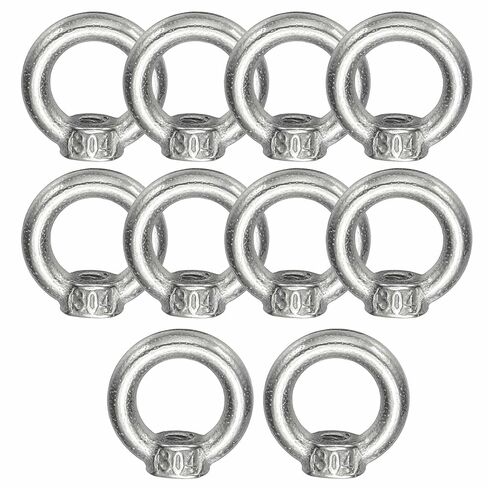 MECCANIXITY M8 LAMP حامل حلقة أنثى ، 10pcs 304 رفع الفولاذ المقاوم للصدأ رفع الجوز خطاف الدعم الشكل لتركيبات الإضاءة الثريا ، حمولة 80 كجم in Kuwait