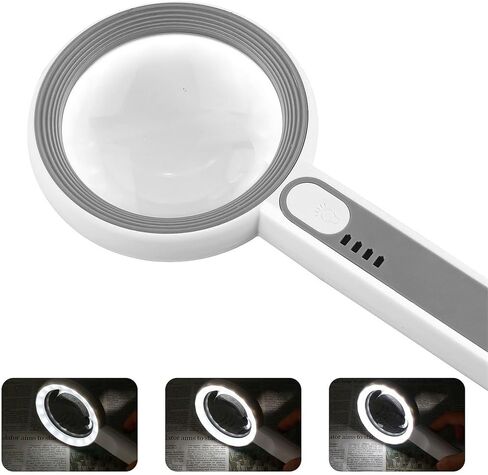 Handheld Magnifying Glass, Multi Size Touch LED Light, Multiple Magnification in Saudi Arabia