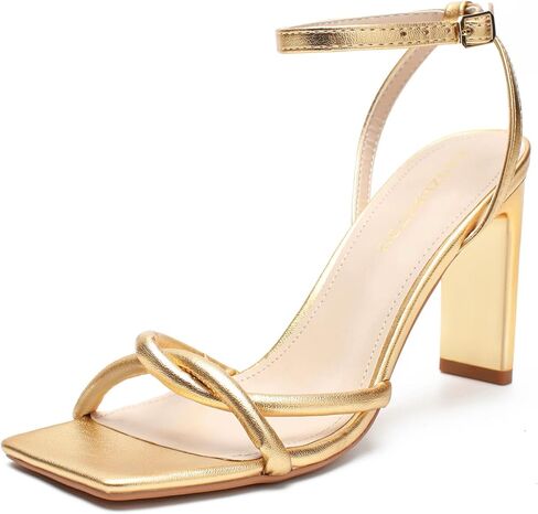 الصنادل النسائية ساحة مفتوحة اصبع القدم الكعوب Strappy للنساء متأنق حذاء بكعب سميك الكاحل مشبك الكعوب الصنادل فستان الزفاف حفلة موسيقية أحذية الحفلات in Kuwait