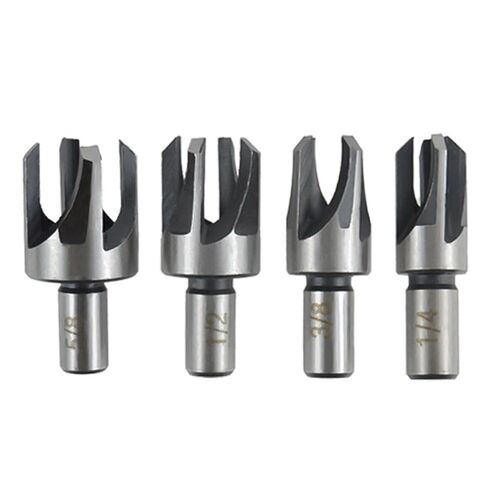 4 PCS Wood Plug Cutter Drill Bit Set, Claw Cork Drill Set (1/4", 3/8", 1/2", 5/8"), Woodworking Drills Bits, Carbon Steel Cork Remover, Woodworking Chamferer, Round Wood Tenon Drills, Cutting Tool in Saudi Arabia