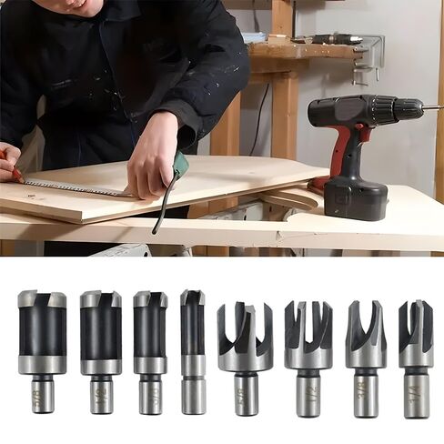 4 PCS Wood Plug Cutter Drill Bit Set, Claw Cork Drill Set (1/4", 3/8", 1/2", 5/8"), Woodworking Drills Bits, Carbon Steel Cork Remover, Woodworking Chamferer, Round Wood Tenon Drills, Cutting Tool in Saudi Arabia