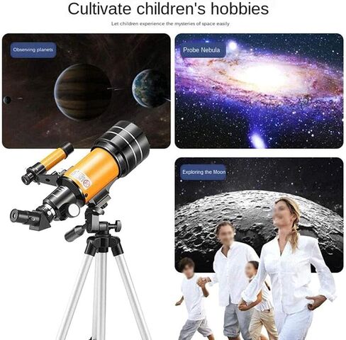 Beginners Professional Monocular Astronomical Telescope Refractive Optical Night Vision Wide Angle Wide Angle Powerful Zoom Telescope with Tripod (Yellow) in Kuwait