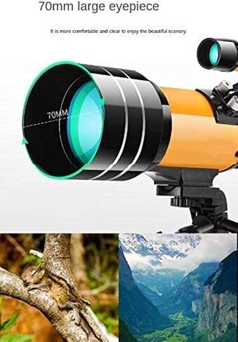 Beginners Professional Monocular Astronomical Telescope Refractive Optical Night Vision Wide Angle Wide Angle Powerful Zoom Telescope with Tripod (Yellow) in Kuwait