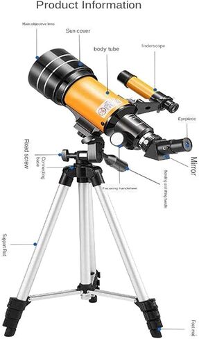 Beginners Professional Monocular Astronomical Telescope Refractive Optical Night Vision Wide Angle Wide Angle Powerful Zoom Telescope with Tripod (Yellow) in Kuwait